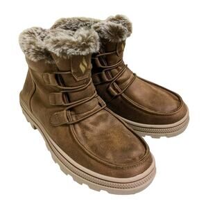 Skechers Boots Womens 5.5 5 1/2 Roadies Cozy Snow Brown Lace Up Faux Fur 155208